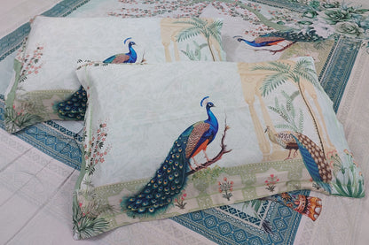 PEACOCK & ELEPHANT DIGITAL PRINTED COTTON KING BEDSHEET