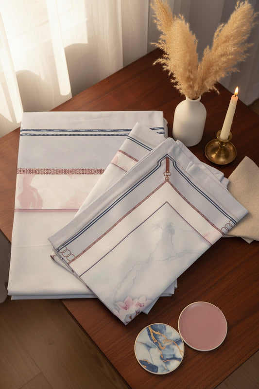 FLORAL DIGITAL PRINTED KING COTTON BEDSHEET SET