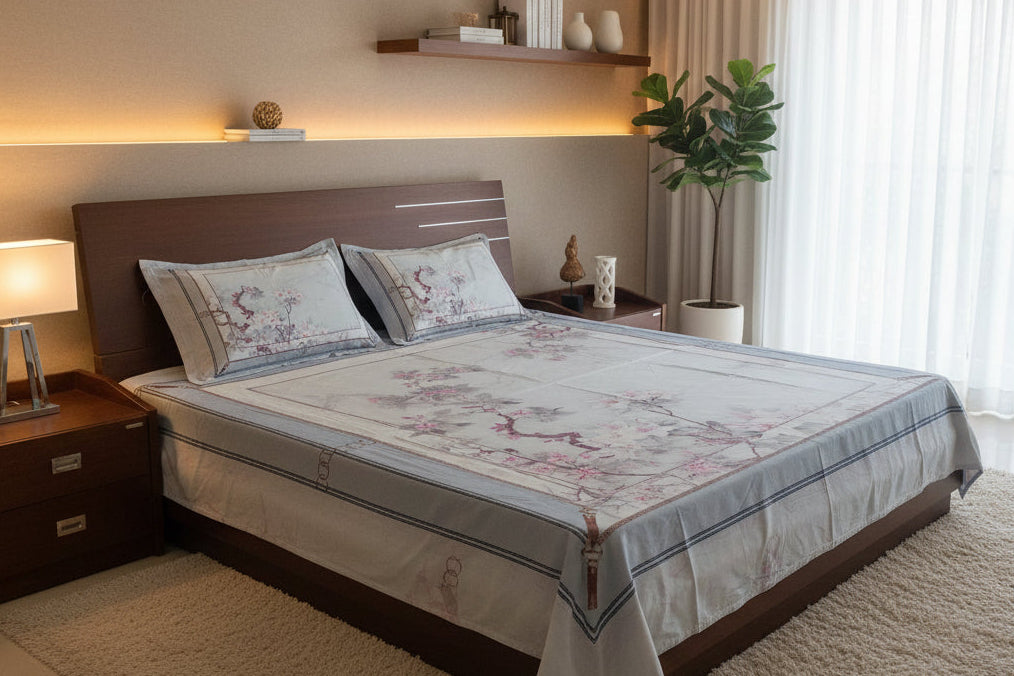 FLORAL DIGITAL PRINTED COTTON KING BEDSHEET