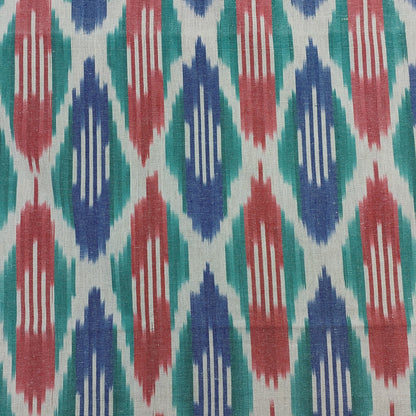 RED & BLUE POCHAMPALLY IKAT COTTON QUEEN BEDSHEET