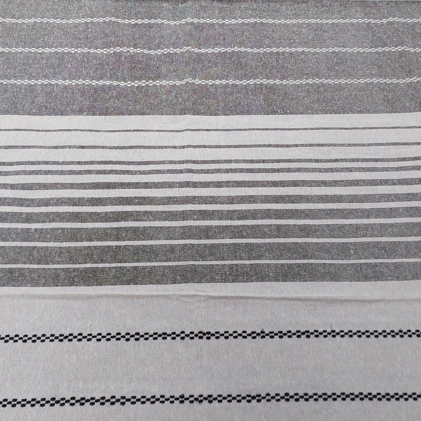 BLACK & WHITE HANDLOOM COTTON STRIPED QUEEN BEDSHEET