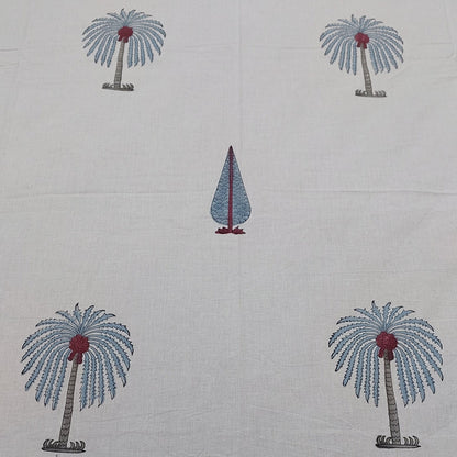 WHITE & BLUE HANDBLOCK PRINTED COTTON KING BEDSHEET
