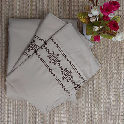 CREAM DAC SOUL COTTON EMBROIDERED KING BEDSHEET