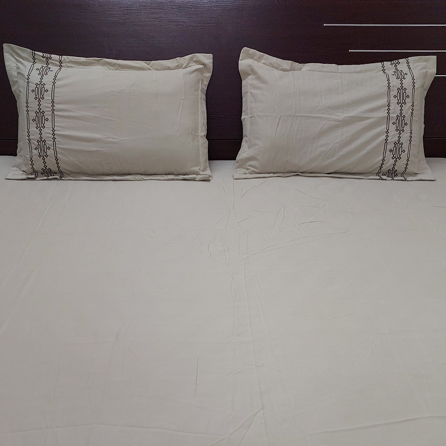 CREAM DAC SOUL COTTON EMBROIDERED KING BEDSHEET