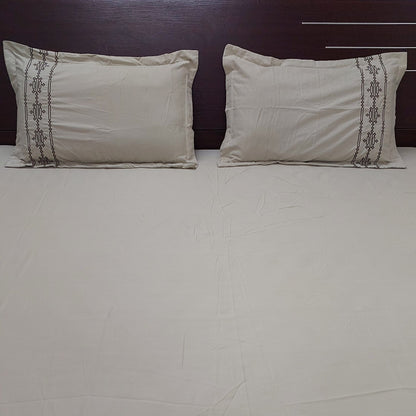 CREAM DAC SOUL COTTON EMBROIDERED KING BEDSHEET