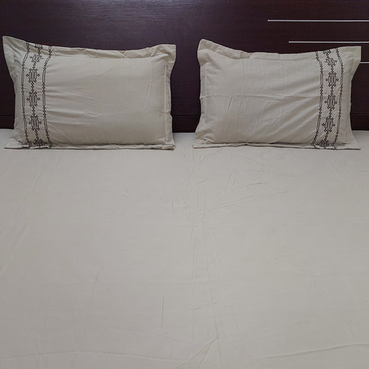 CREAM DAC SOUL COTTON EMBROIDERED KING BEDSHEET