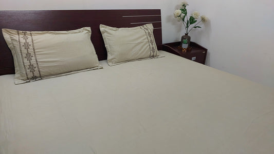 CREAM DAC SOUL COTTON EMBROIDERED KING BEDSHEET