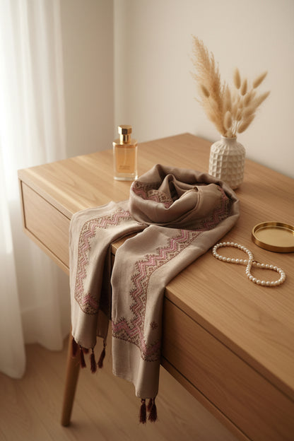 SOFT BEIGE CLASSIC EMBROIDERED STOLE