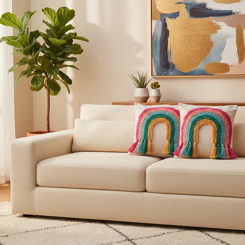 TUFTED COLOURFUL CUSHION COVERS ( SET OF 2 )