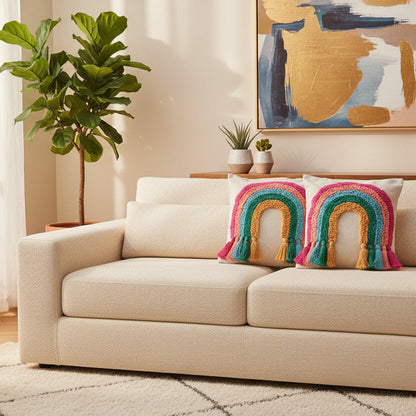 TUFTED COLOURFUL CUSHION COVERS ( SET OF 2 )