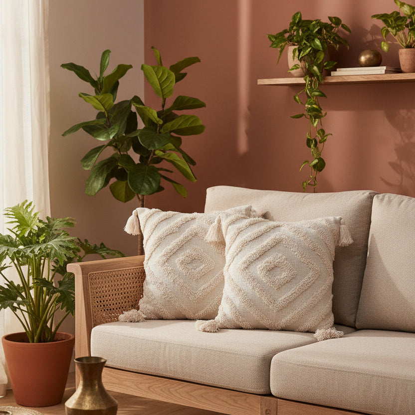 IVORY TUFTED CUSHION COVERS ( SET OF 2 )