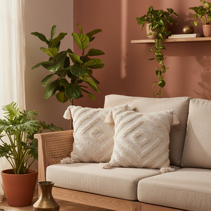 IVORY TUFTED CUSHION COVERS ( SET OF 2 )