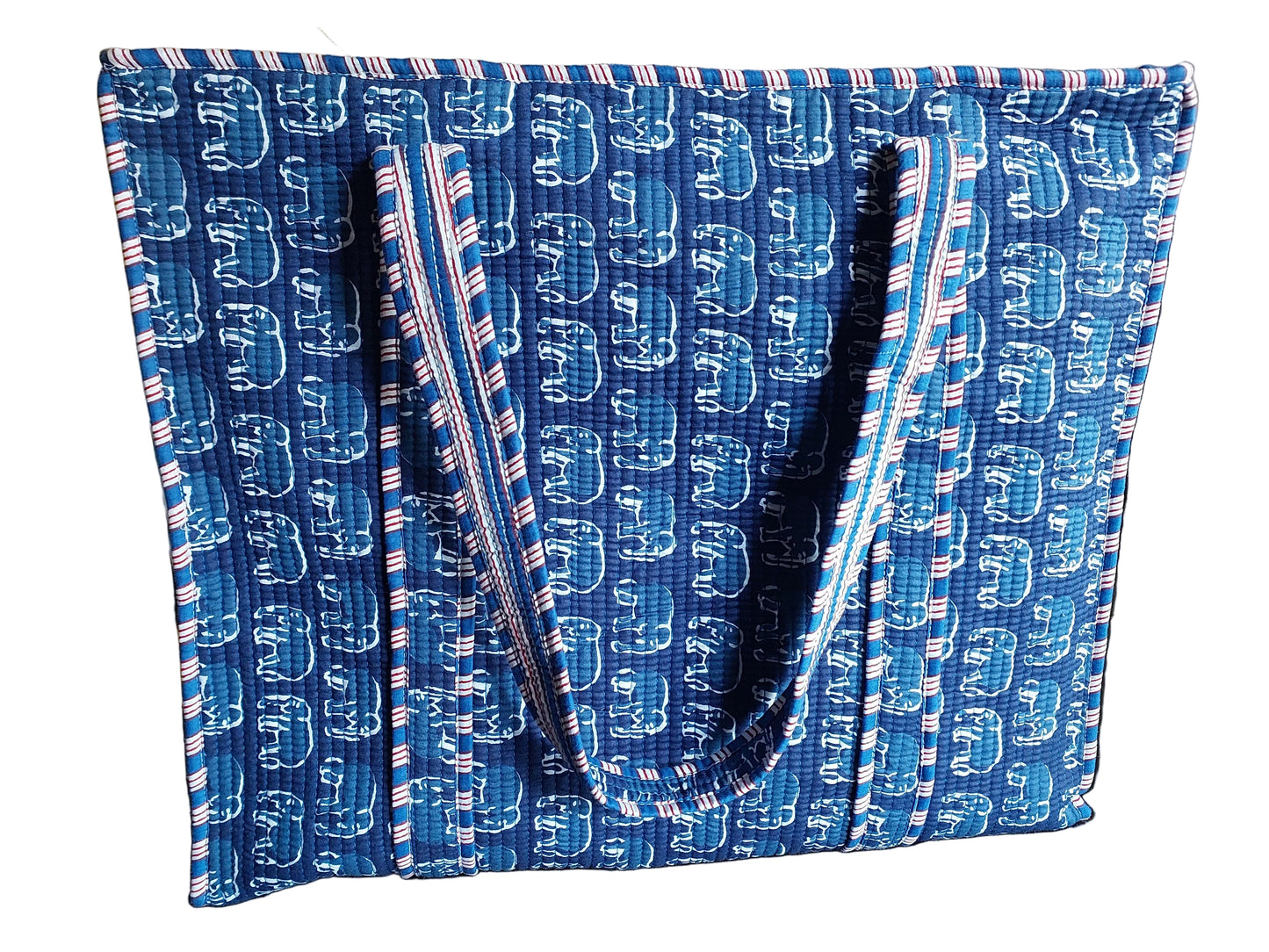 NAVY BLUE QUILTED TOTE BAG