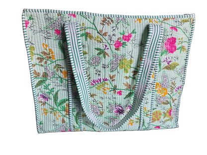 PISTA GREEN QUILTED TOTE BAG