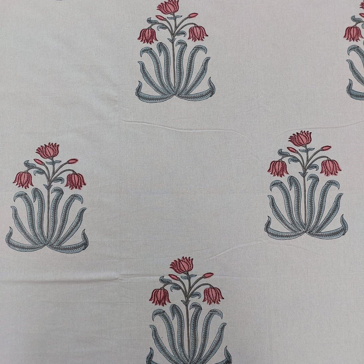 LOTUS HAND BLOCK PRINTED KING COTTON BEDSHEET SET