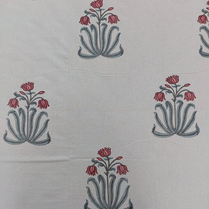 LOTUS HAND BLOCK PRINTED KING COTTON BEDSHEET SET