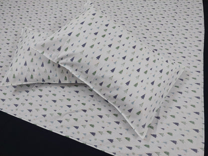 LIGHT SKY BLUE WITH NAVY BLUE BORDER KING COTTON BEDSHEET SET