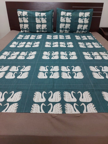 BROWN BORDER KING COTTON BEDSHEET SET