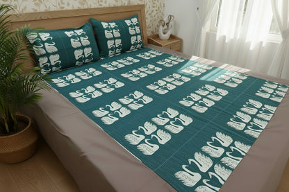 BROWN BORDER KING COTTON BEDSHEET SET