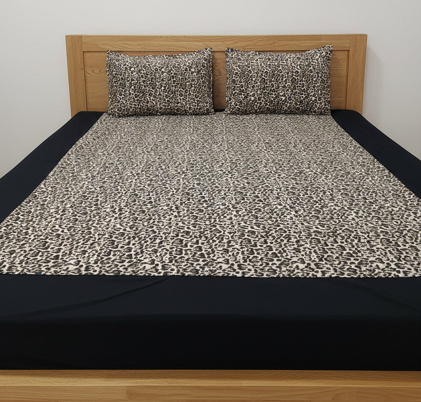 BLACK BORDER KING COTTON BEDSHEET SET