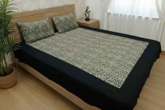 BLACK BORDER KING COTTON BEDSHEET SET