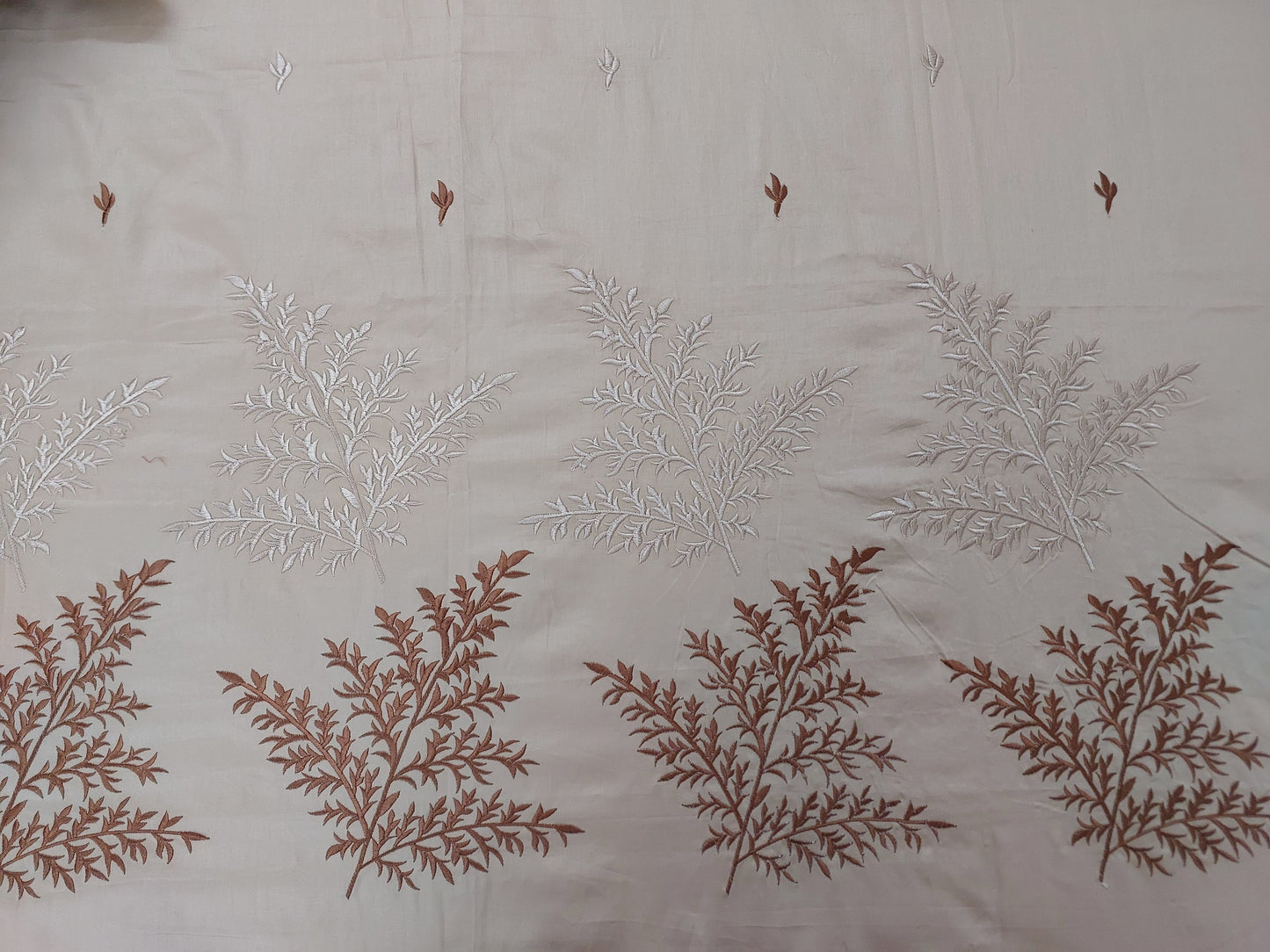 SOFT BEIGE EMBROIDERED KING COTTON BEDSHEET SET