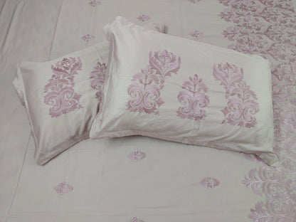 LAVENDER EMBROIDERED KING COTTON BEDSHEET SET