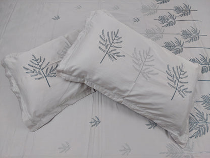 MISTY GREY EMBROIDERED KING COTTON BEDSHEET SET