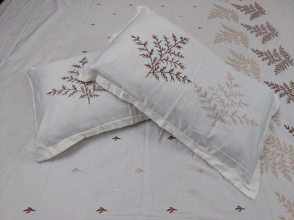 OFF WHITE EMBROIDERED KING COTTON BEDSHEET SET