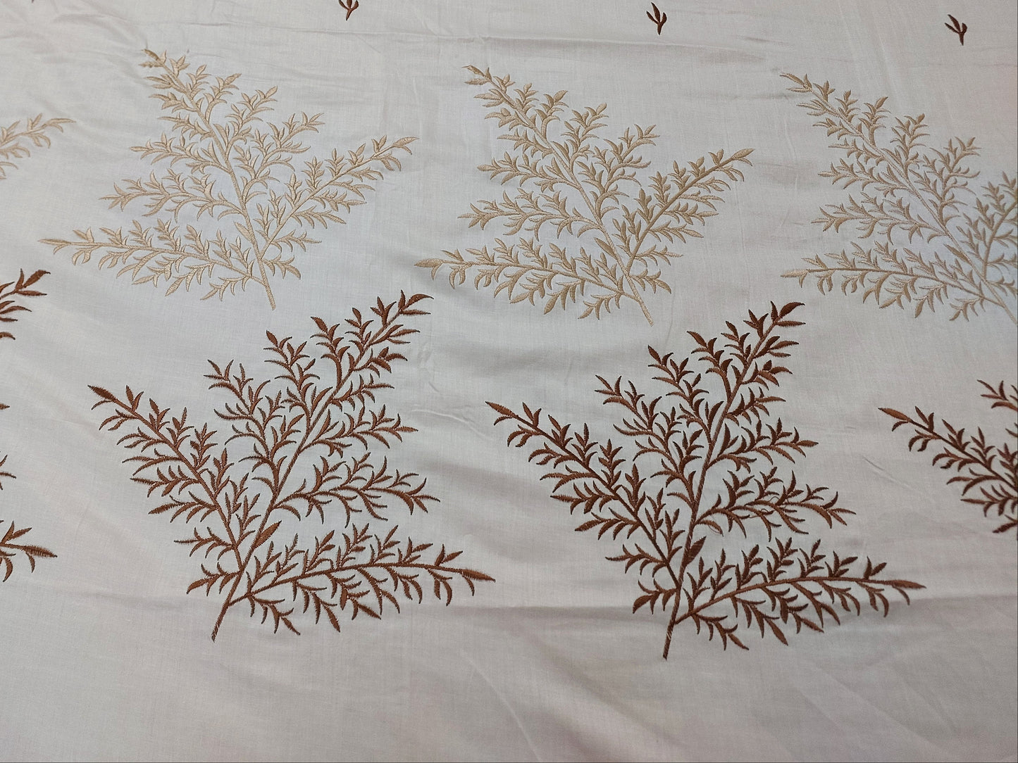 OFF WHITE EMBROIDERED KING COTTON BEDSHEET SET