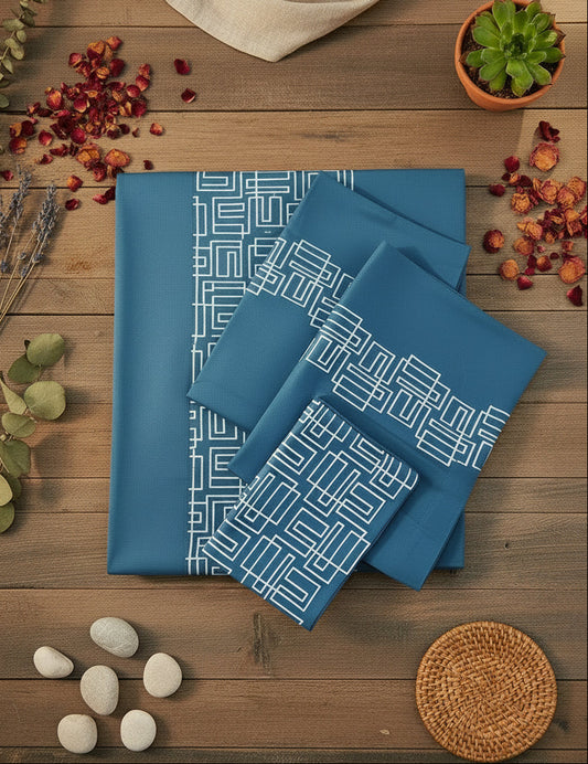 SLATE BLUE EMBROIDERED KING COTTON BEDSHEET SET