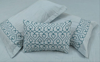POWDER BLUE EMBROIDERED KING COTTON BEDSHEET SET