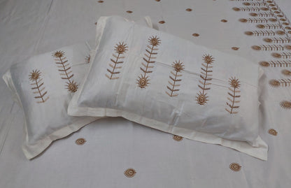SOFT CREAM EMBROIDERED KING COTTON BEDSHEET SET
