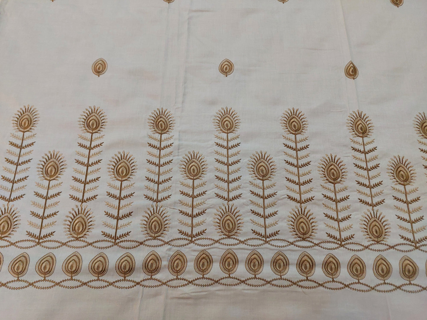 SOFT CREAM EMBROIDERED KING COTTON BEDSHEET SET
