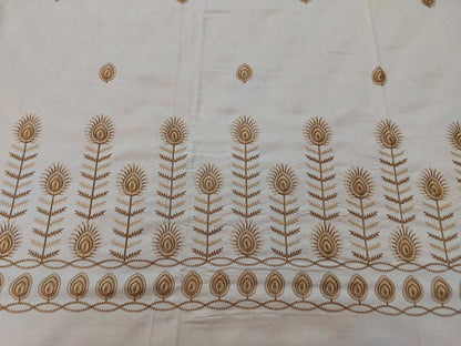 SOFT CREAM EMBROIDERED KING COTTON BEDSHEET SET