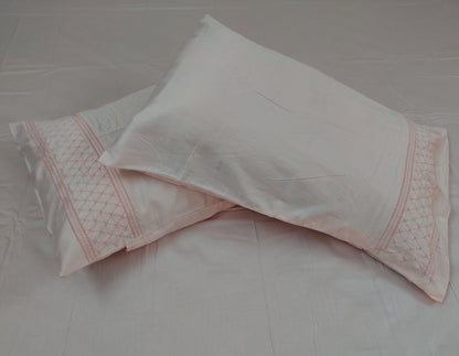 SOFT PEACH EMBROIDERED KING COTTON BEDSHEET SET
