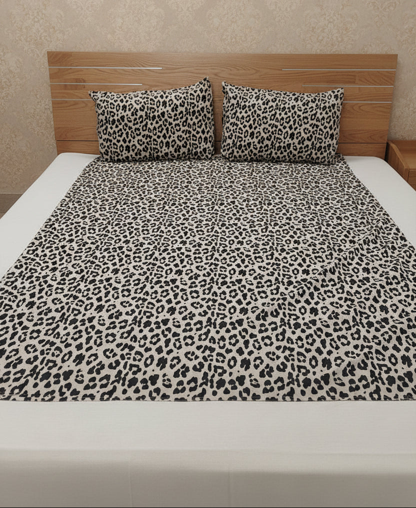 IVORY BORDER KING COTTON BEDSHEET SET