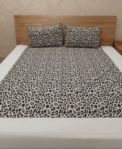 IVORY BORDER KING COTTON BEDSHEET SET