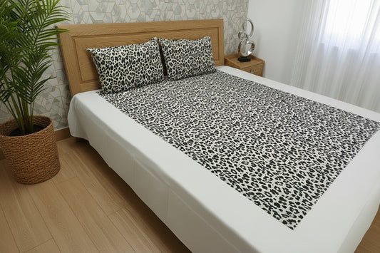 IVORY BORDER KING COTTON BEDSHEET SET