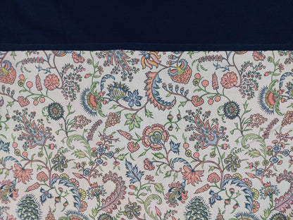 NAVY BLUE BORDER WITH FLORAL PRINT KING COTTON BEDSHEET SET