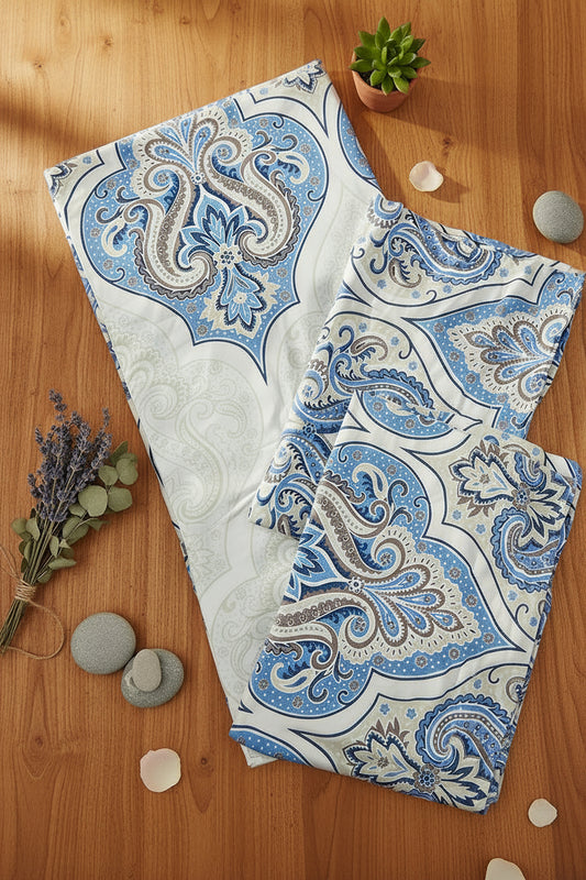 BLUE FLORAL KING BAMBOO BEDSHEET SET