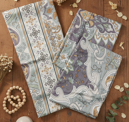 GREY & GREEN FLORAL KING BAMBOO BEDSHEET SET