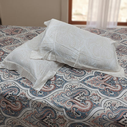 GREY ORANGE FLORAL KING BAMBOO BEDSHEET SET