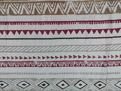 BEIGE MAROON GEOMETRICAL KING BAMBOO BEDSHEET SET