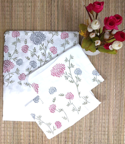 WHITE PERCALE COTTON EMBROIDERY KING BEDSHEET