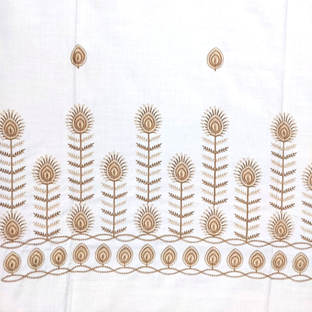 CREAM GLACE COTTON EMBROIDERY KING BEDSHEET
