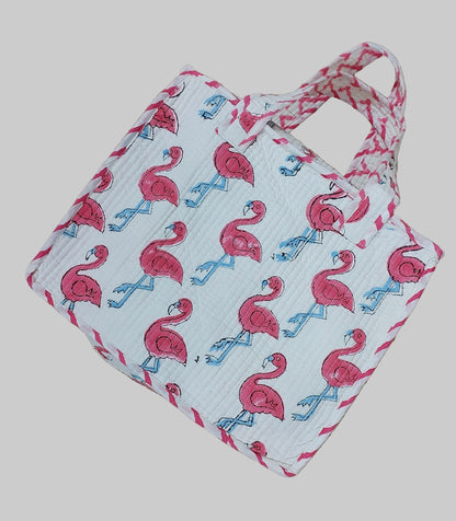 WHITE & PINK SMALL HAND BAG