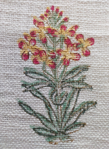 WHITE & YELLOW BLOCK PRINTED SOFA THROW