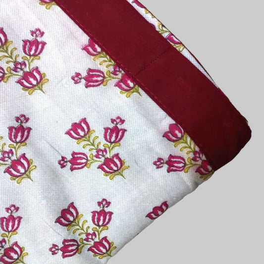 RED & WHITE LOTUS PATTERNED DOHAR ( SET OF 2 )