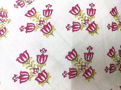 RED & WHITE LOTUS PATTERNED DOHAR ( SET OF 2 )